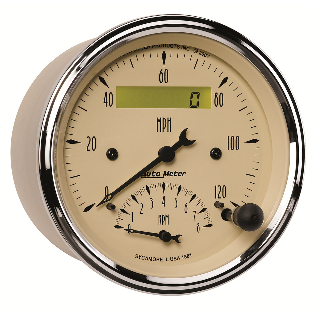 3-3/8" Turteller/Speedometer Combo, 8k Rpm/120 Mph, Antique Beige