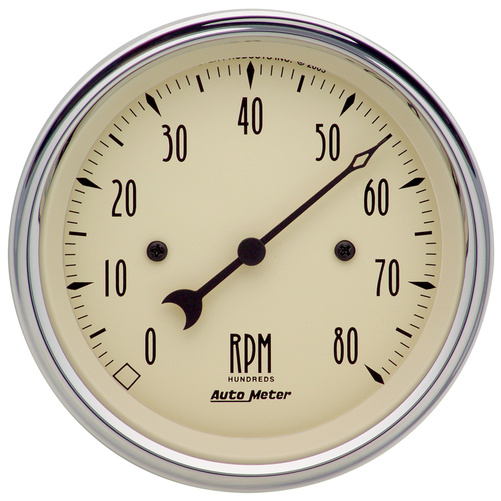 3-3/8" In-Dash Turteller, 0-8,000 Rpm, Antique Beige