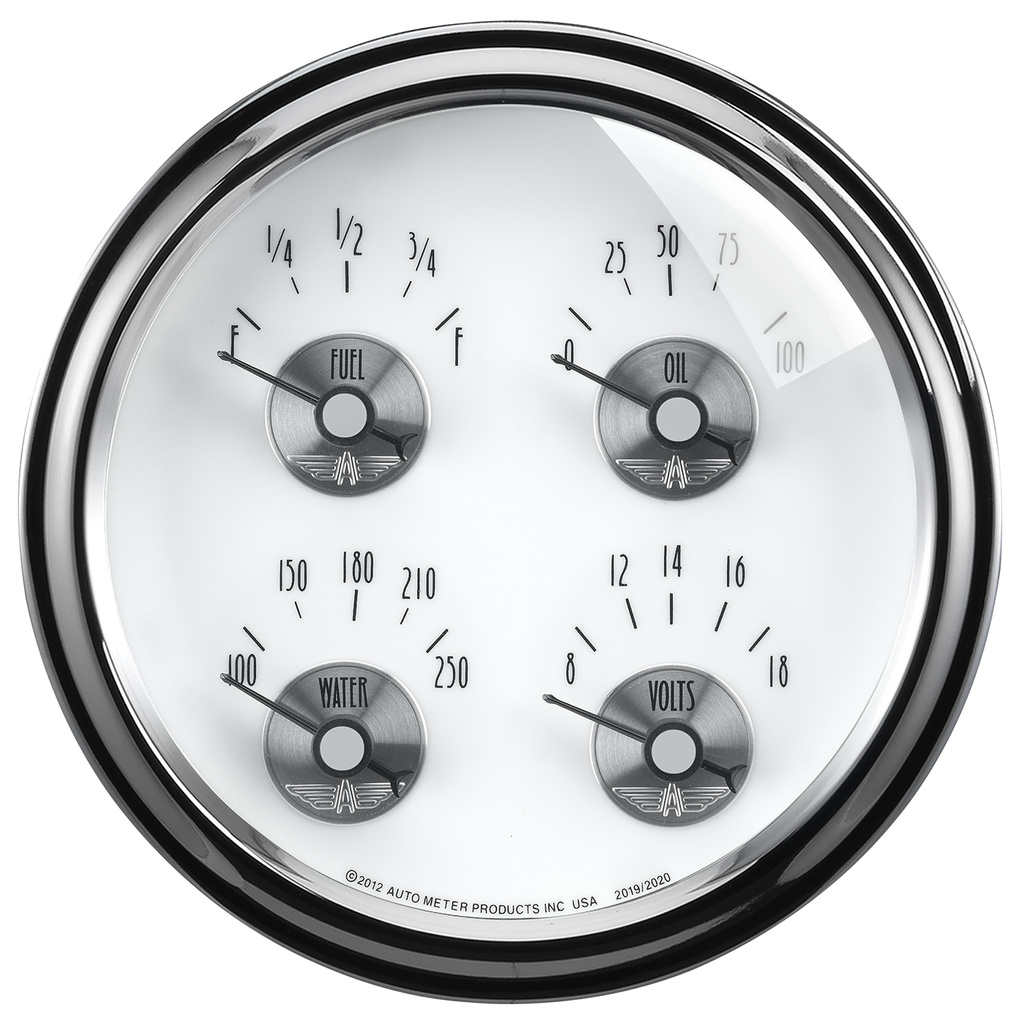 5" Quad Gauge, 100 Psi/100-250 °F/8-18v/0-90 Ω, Prestige Pearl