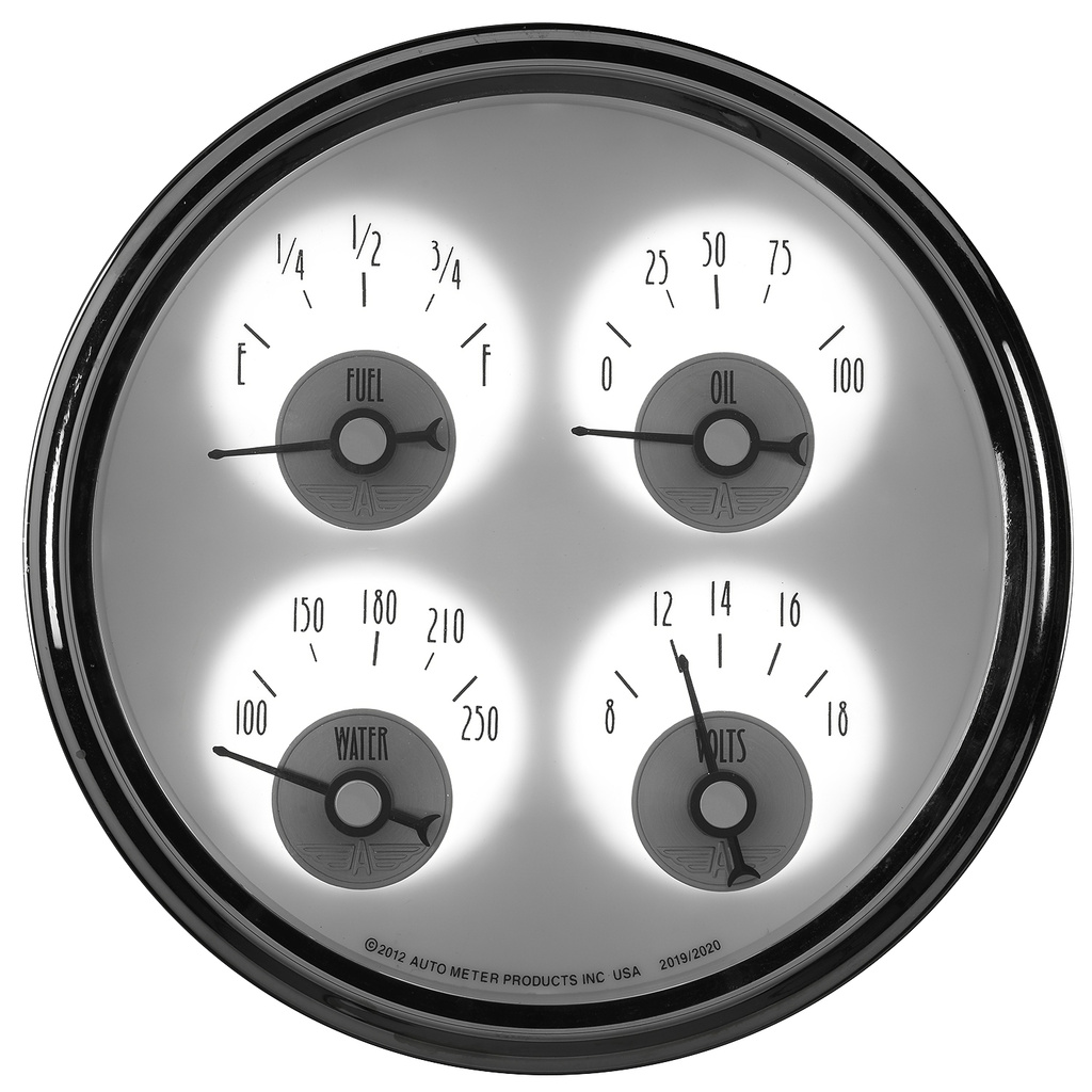 5" Quad Gauge, 100 Psi/100-250 °F/8-18v/0-90 Ω, Prestige Pearl