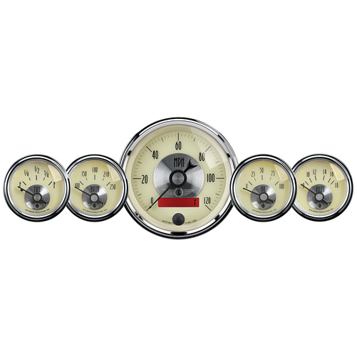 5 stk. Målesett, 3-3/8" & 2-1/16", Elec. Speedo W/Lcd Odo, Prestige Antq. Ivory