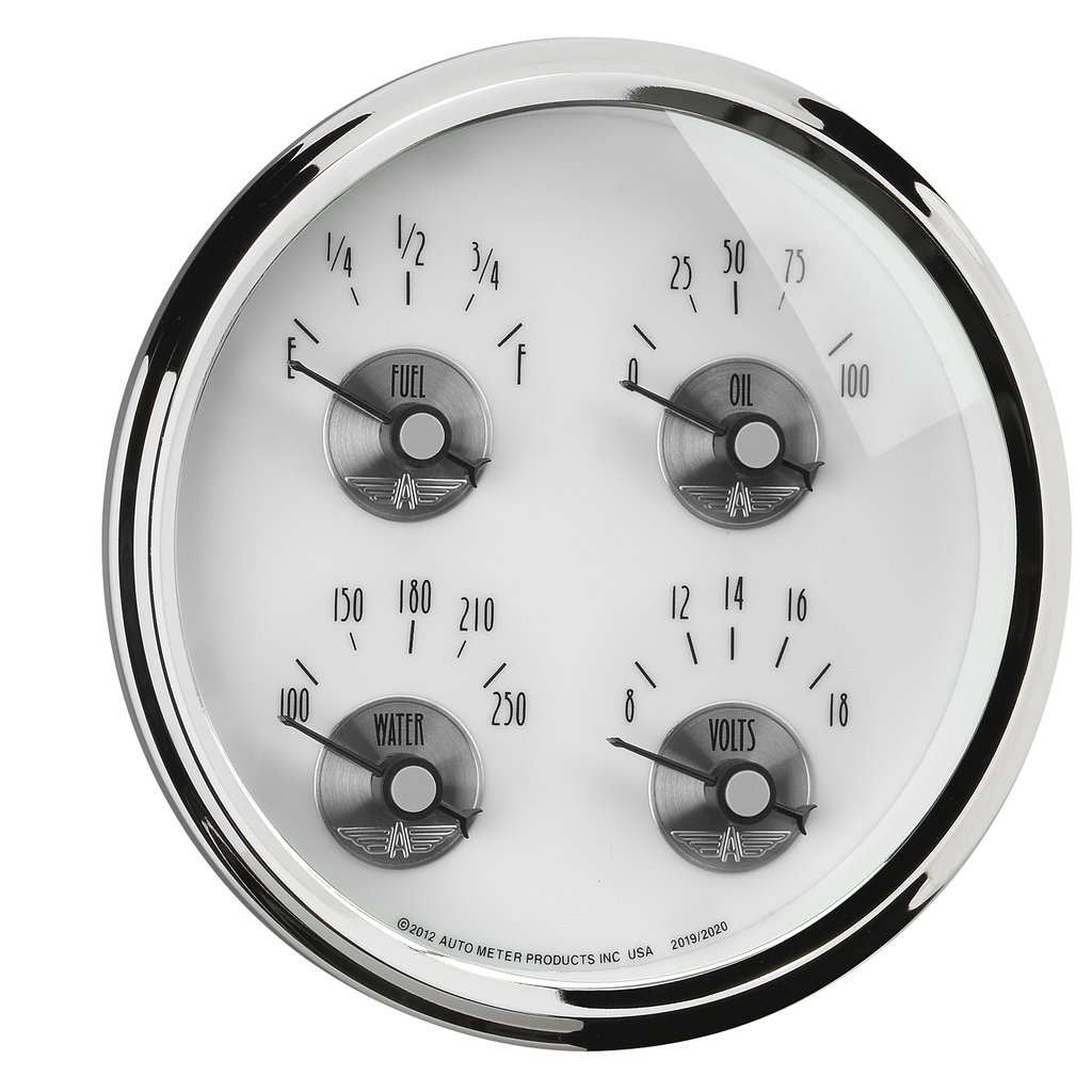 5" Quad Gauge, 100 Psi/100-250 °F/8-18v/0-90 Ω, Prestige Pearl