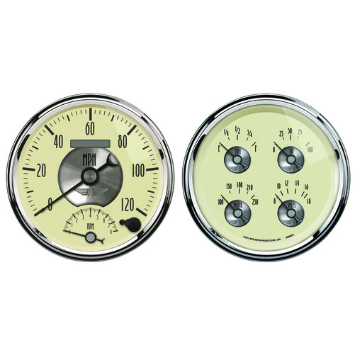 2 stk. Målesett, 5" Quad & Tach/Speedo, 240-33 Ω, Prestige Antq. Ivory