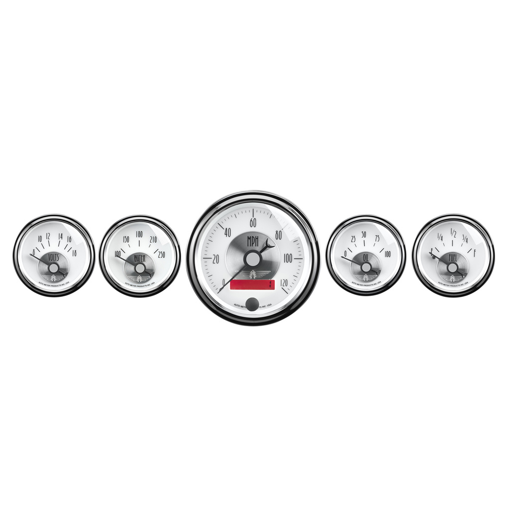 5 stk. Målesett, 3-3/8" & 2-1/16", Elec. Speedo W/ Lcd Odo, Prestige Pearl