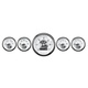 5 stk. Målesett, 3-3/8" & 2-1/16", Elec. Speedo W/ Wheel Odo, Prestige Pearl