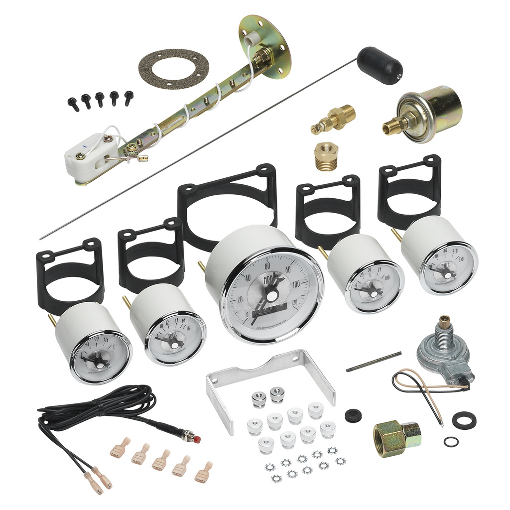 5 stk. Målesett, 3-3/8" & 2-1/16", Elec. Speedo W/ Wheel Odo, Prestige Pearl