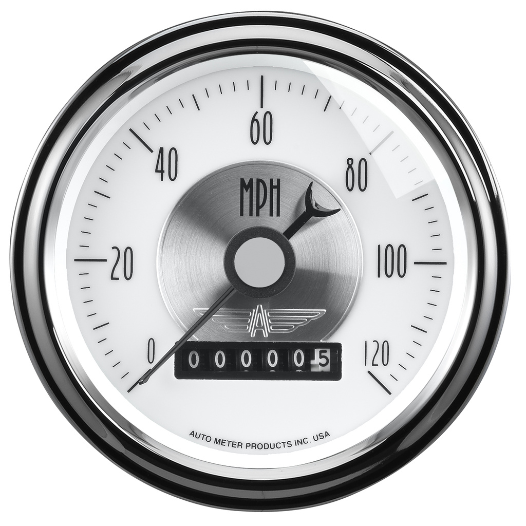 3-3/8" Hastighetsmåler, 0-120 Mph, Prestige Pearl