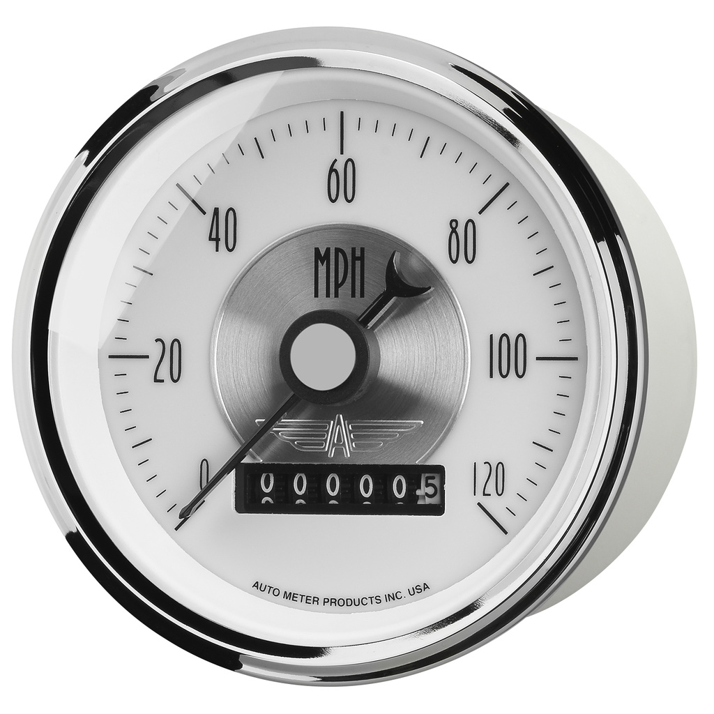3-3/8" Hastighetsmåler, 0-120 Mph, Prestige Pearl