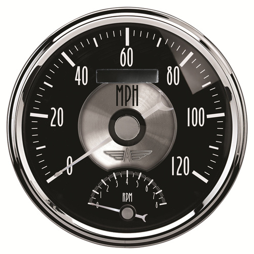 5" Turteller/Speedometer Combo, 8k Rpm/120 Mph, Prestige Black Diamond