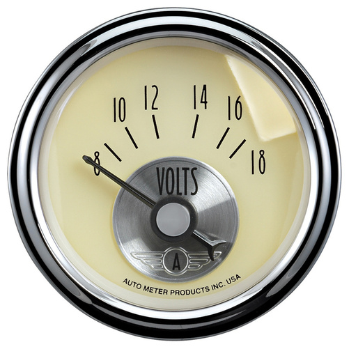 2-1/16" Voltmeter, 8-18v, Prestige Antique Ivory