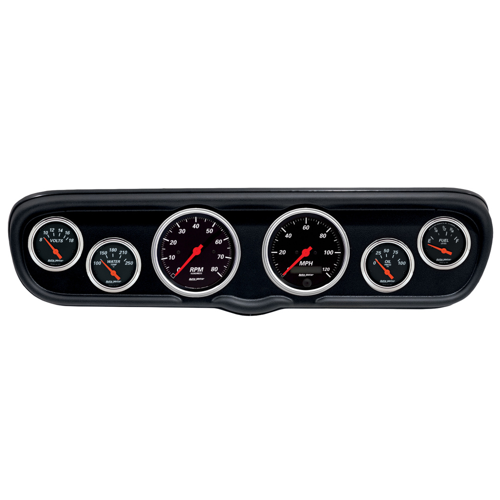 6-målers tilpasset dashbordsett, Ford Mustang 66, Designer Black