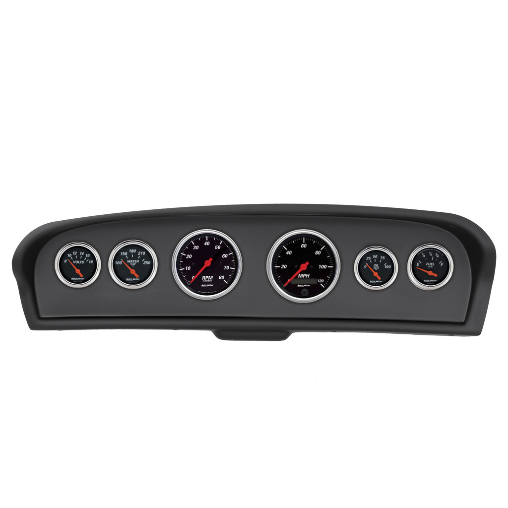 6-målers tilpasset dashbordsett, Ford Truck 61-66, Designer Black