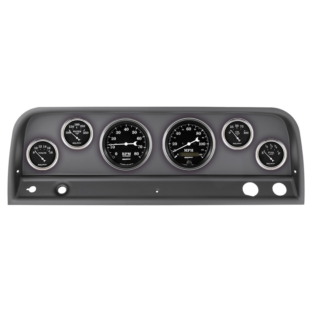 6-målers tilpasset dashbordsett, Chevy Truck 64-66, Old Tyme Black