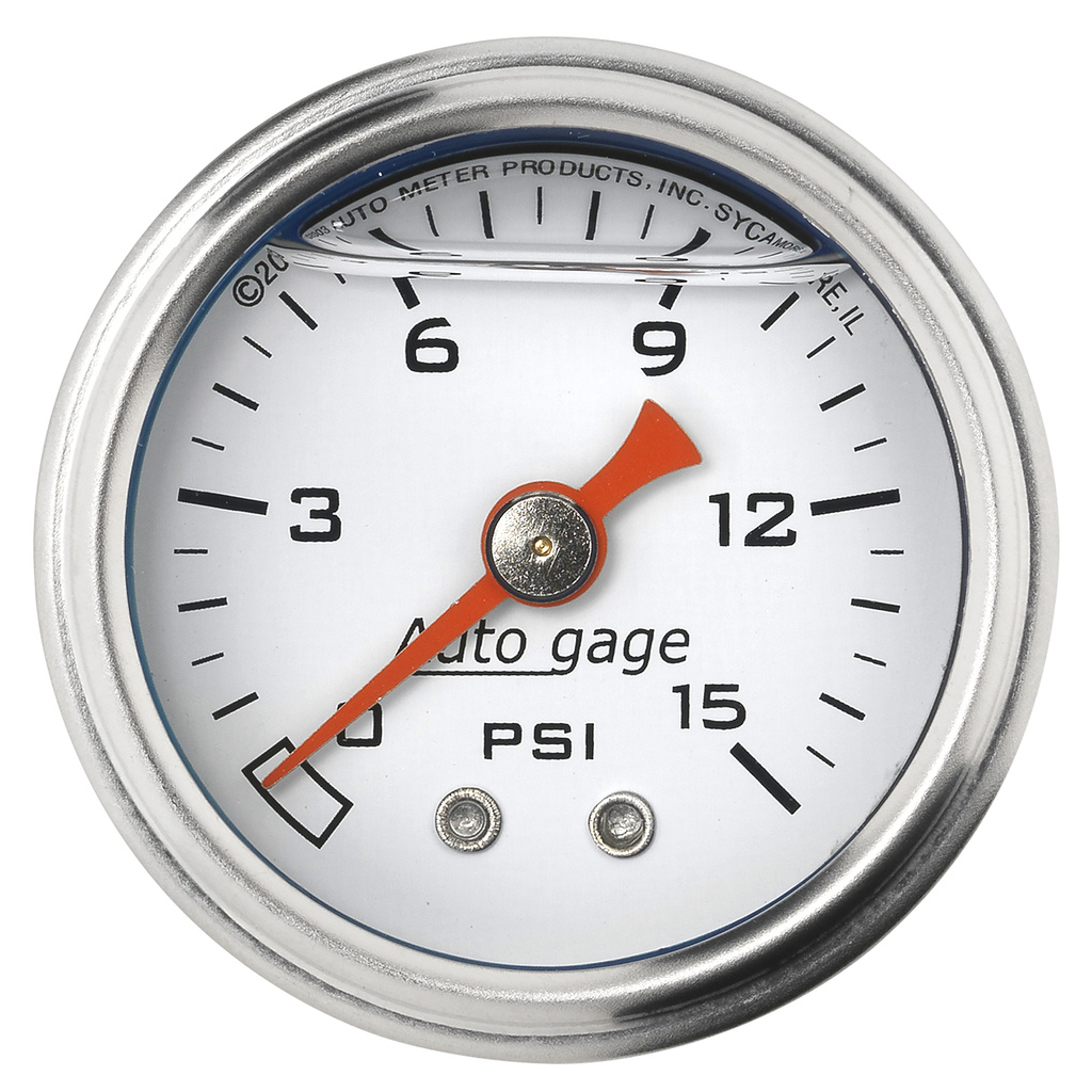 1-1/2" Trykk, 0-15 Psi, White