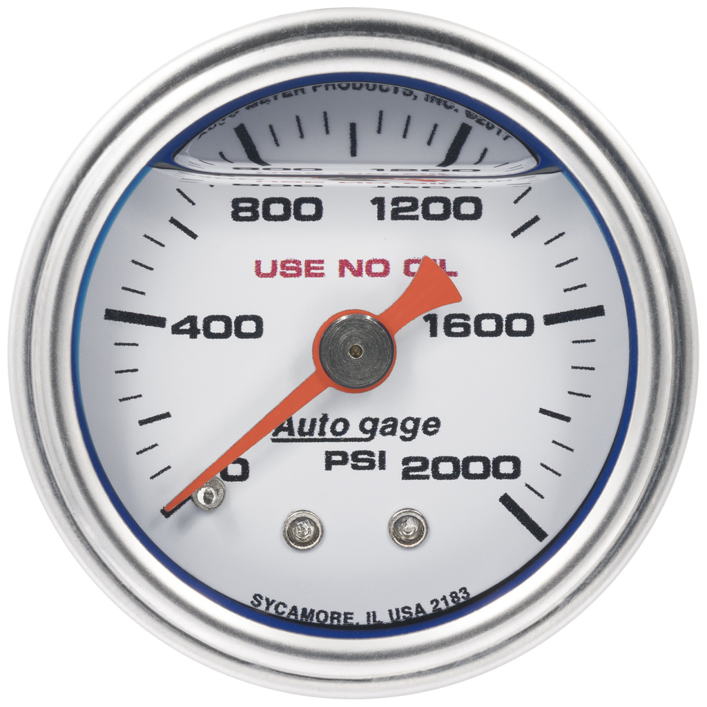 1-1/2" Trykk, 0-2,000 Psi, White