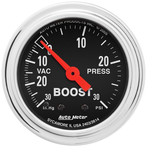 2-1/16" Boost/Vakuum, 30 In Hg/30 Psi, Traditional Chrome