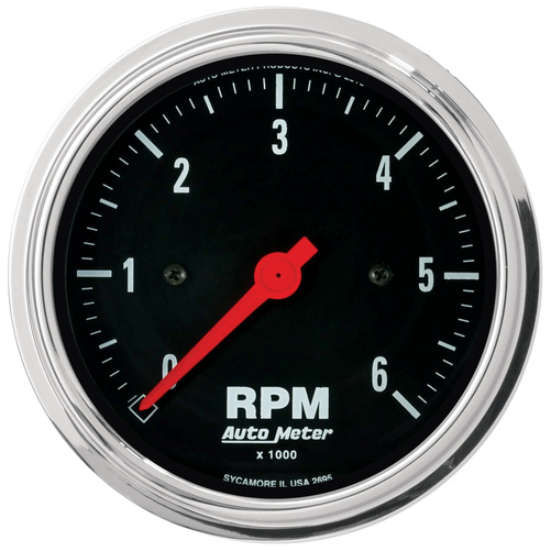 3-3/8" In-Dash Turteller, 0-6,000 Rpm, Traditional Chrome