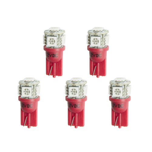 Led Bulb, Replacement, T3 Wedge, Red, 5 Pack