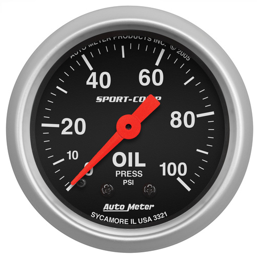2-1/16" Oljetrykk, 0-100 Psi, Sport-Comp