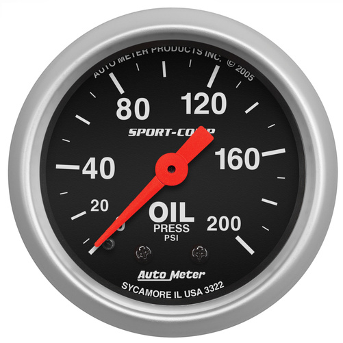 2-1/16" Oljetrykk, 0-200 Psi, Sport-Comp