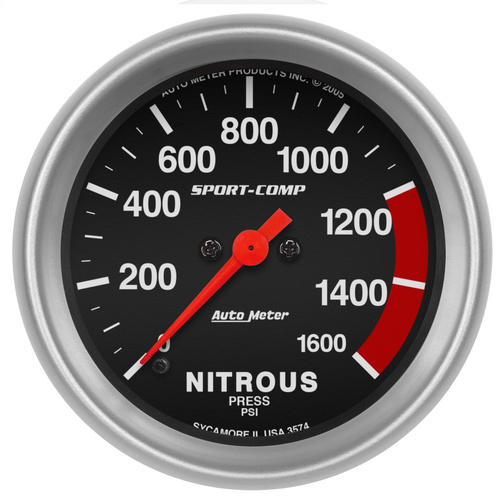 2-5/8" Nitrous Trykk, 0-1600 Psi, Sport-Comp
