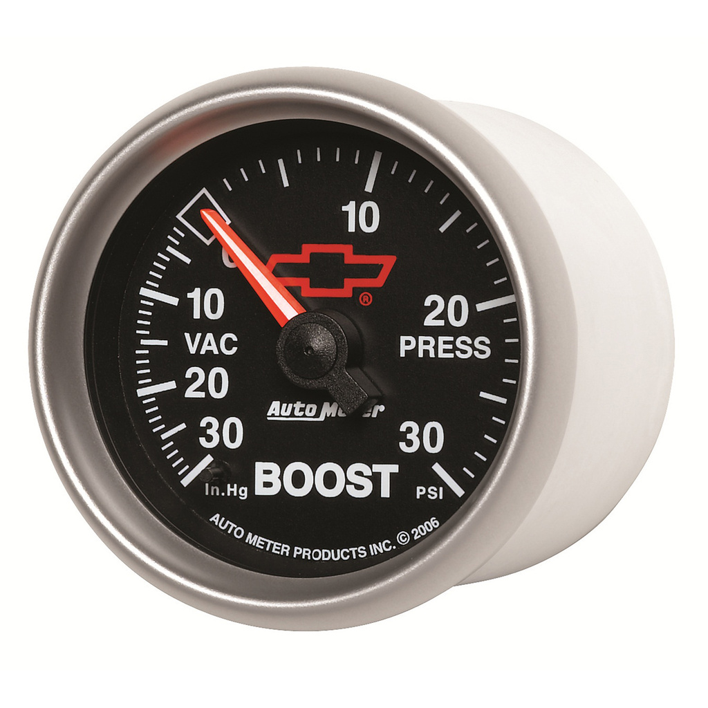 2-1/16" Boost/Vakuum, 30 In Hg/30 Psi, Chevy Red Bowtie, Black