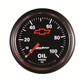2-1/16" Oljetrykk, 0-100 Psi, Chevy Red Bowtie, Black