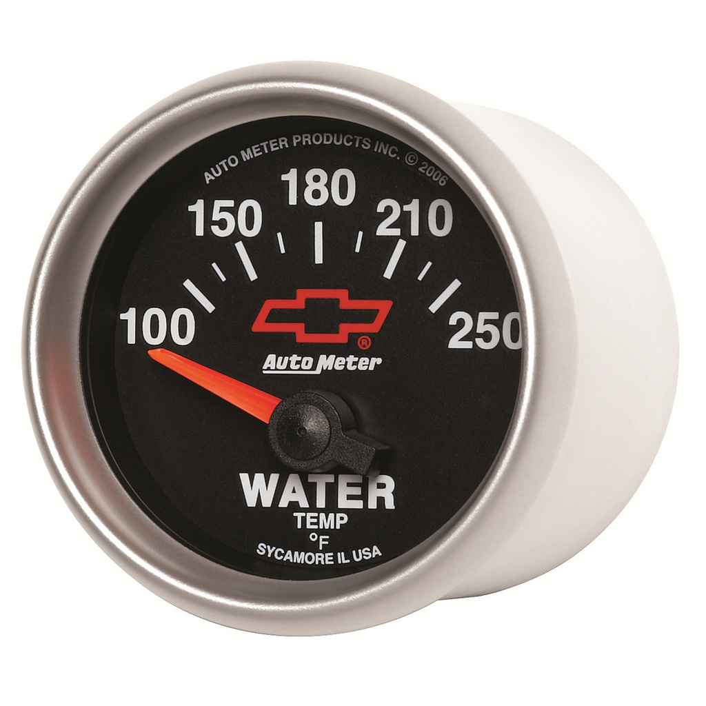 2-1/16" Vanntemperatur, 100-250 °F, Chevy Red Bowtie, Black