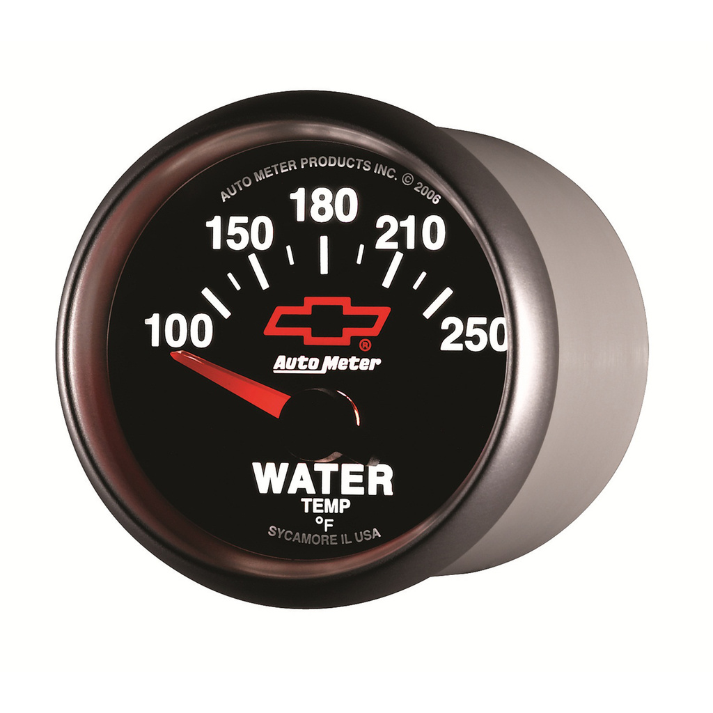 2-1/16" Vanntemperatur, 100-250 °F, Chevy Red Bowtie, Black