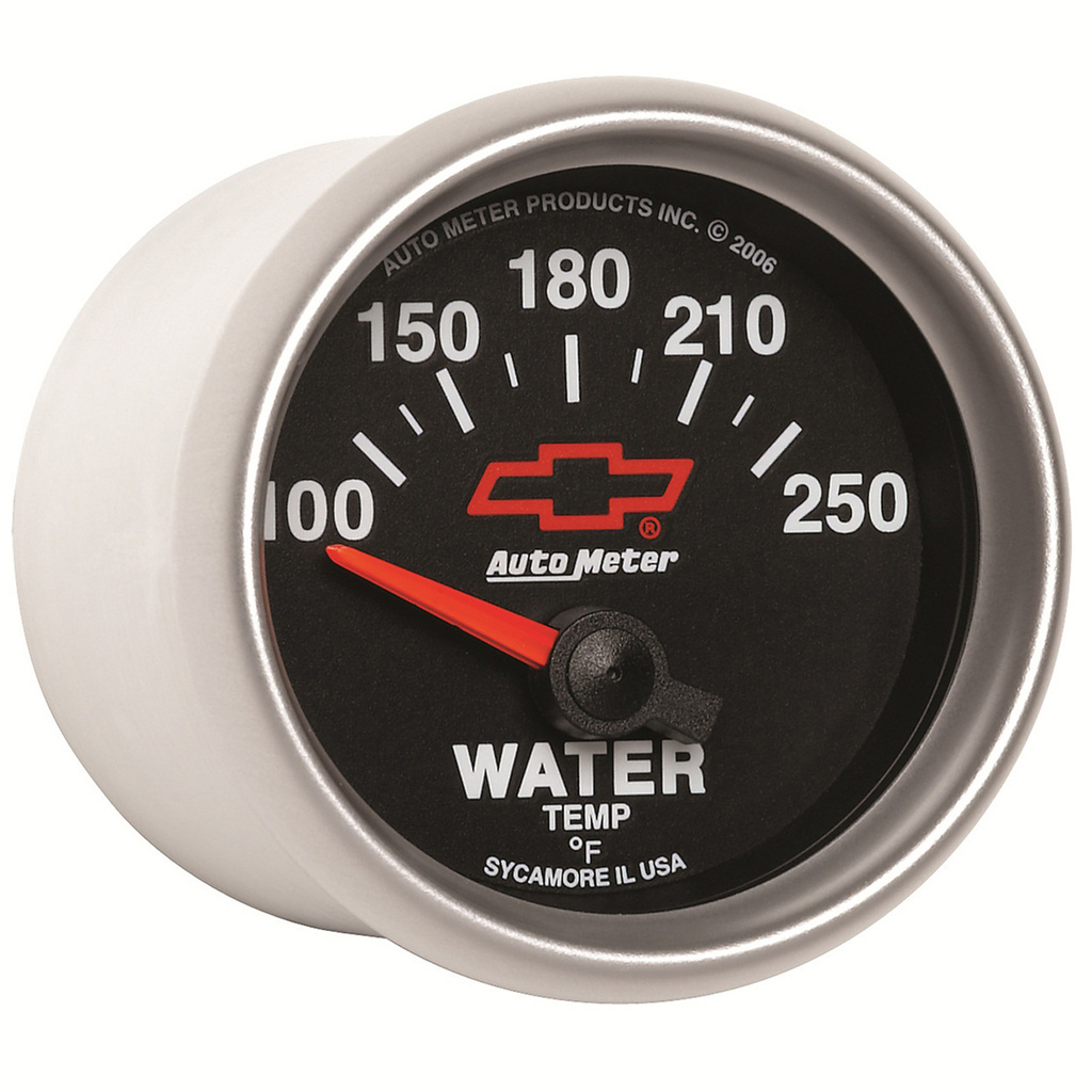 2-1/16" Vanntemperatur, 100-250 °F, Chevy Red Bowtie, Black
