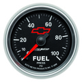 2-1/16" Drivstoff Trykk, 0-100 Psi, Chevy Red Bowtie, Black