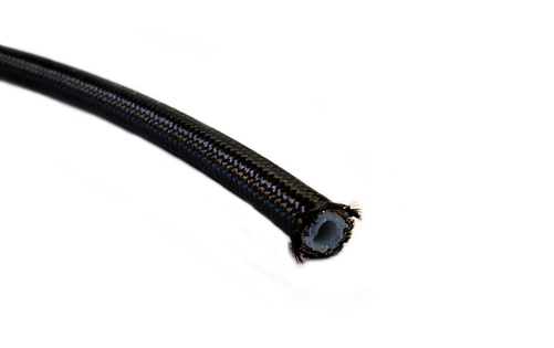 AN3 Nylon og stål flettet bremseslange 1/8" Svart