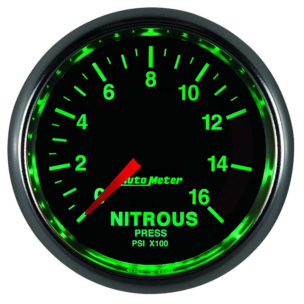 2-1/16" Nitrous Trykk, 0-1600 Psi, Gs
