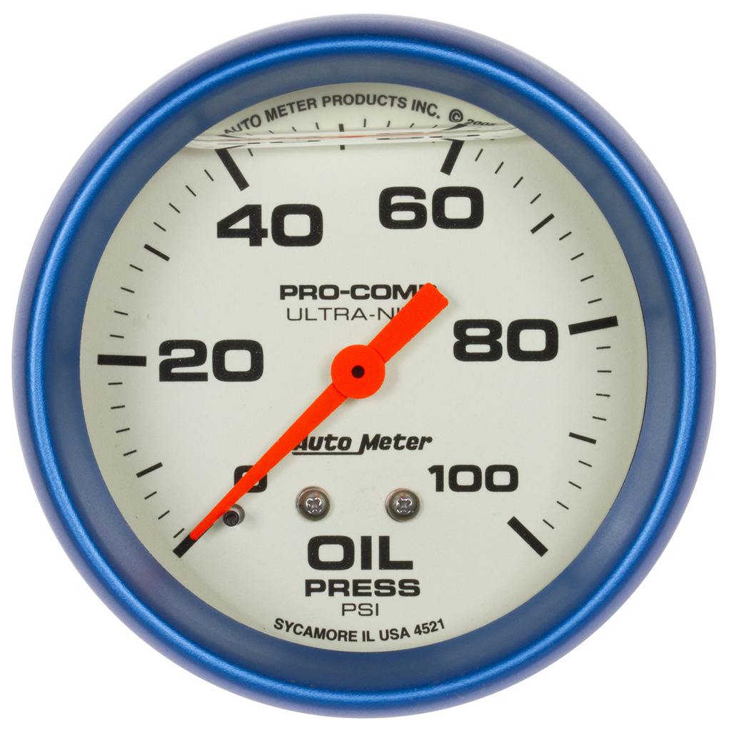 2-5/8" Oljetrykk, 0-100 Psi, Liquid Filled, Ultra-Nite