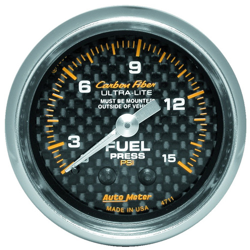 2-1/16" Drivstoff Trykk, 0-15 Psi, Carbon Fiber