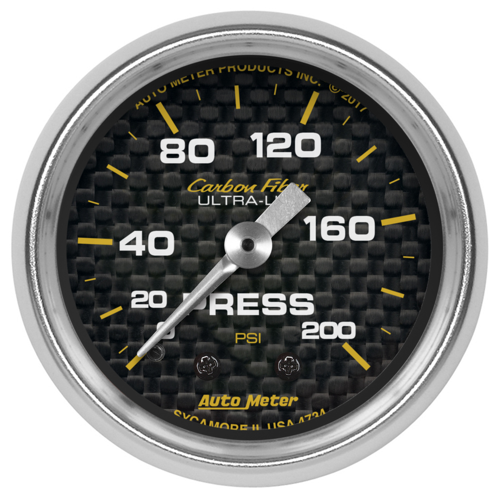 2-1/16" Trykk, 0-200 Psi, Carbon Fiber