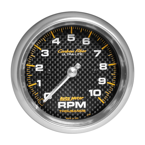 3-3/8" In-Dash Turteller, 0-10,000 Rpm, Carbon Fiber