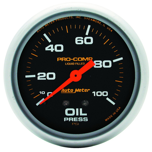 2-5/8" Oljetrykk, 0-100 Psi, Liquid Filled, Pro-Comp