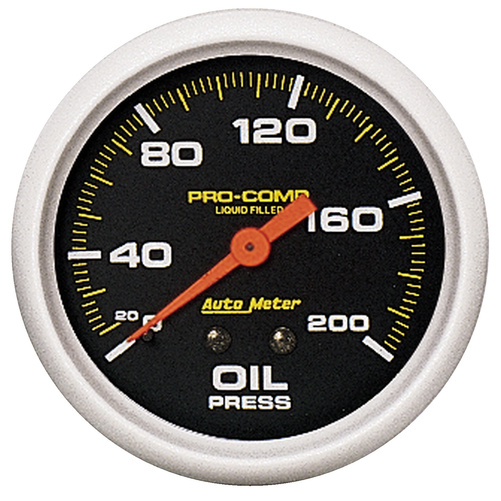 2-5/8" Oljetrykk, 0-200 Psi, Liquid Filled, Pro-Comp