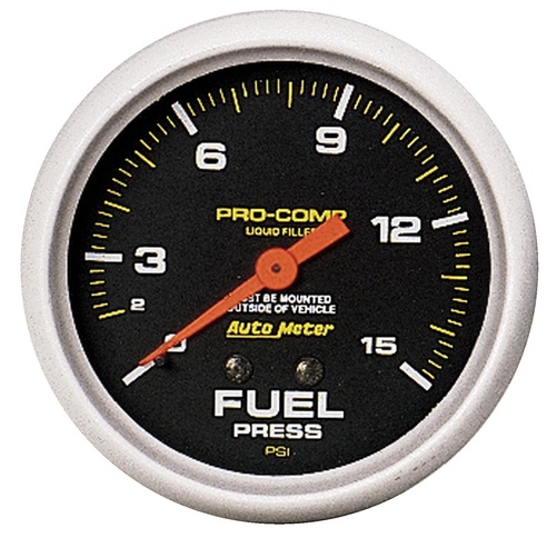 2-5/8" Drivstoff Trykk, 0-15 Psi, Liquid Filled, Pro-Comp