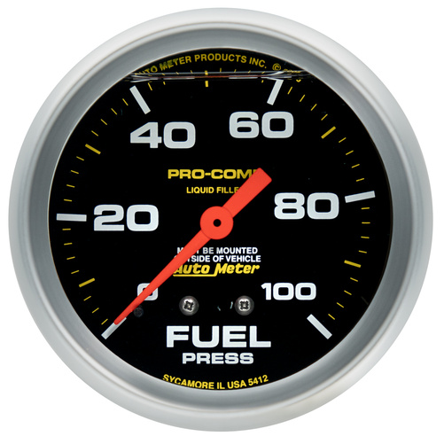 2-5/8" Drivstoff Trykk, 0-100 Psi, Liquid Filled, Pro-Comp