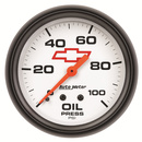 2-5/8" Oljetrykk, 0-100 Psi, Chevy Red Bowtie, White