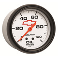 2-5/8" Oljetrykk, 0-100 Psi, Chevy Red Bowtie, White