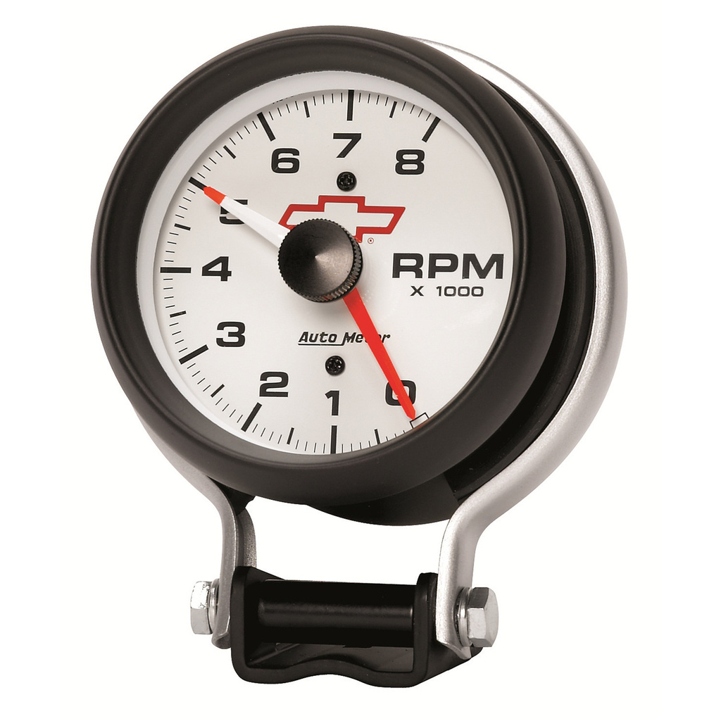 3-3/4" Pedestal Turteller, 0-8,000 Rpm, Chevy Red Bowtie, White