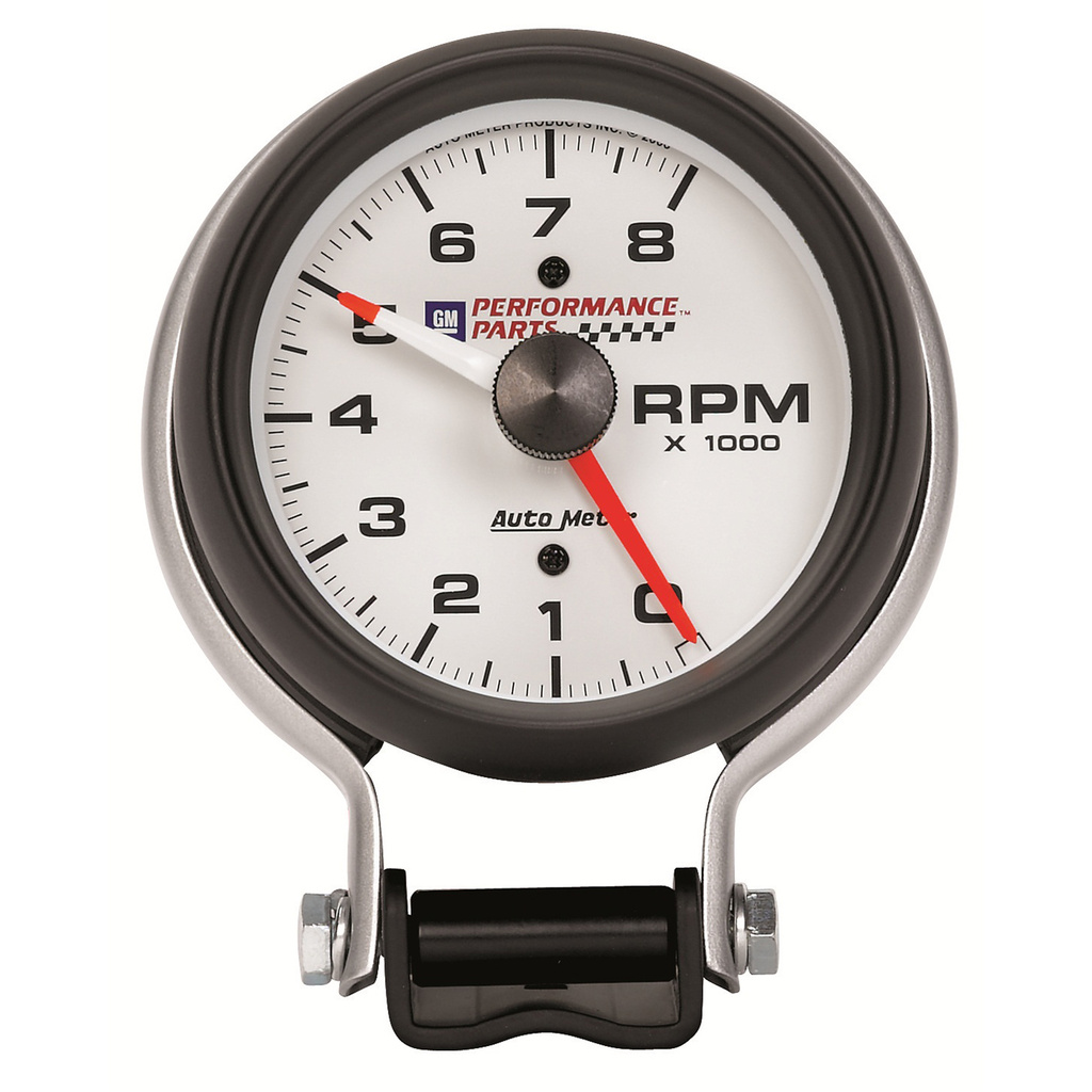 3-3/4" Pedestal Turteller, 0-8,000 Rpm, Chevy Red Bowtie, White