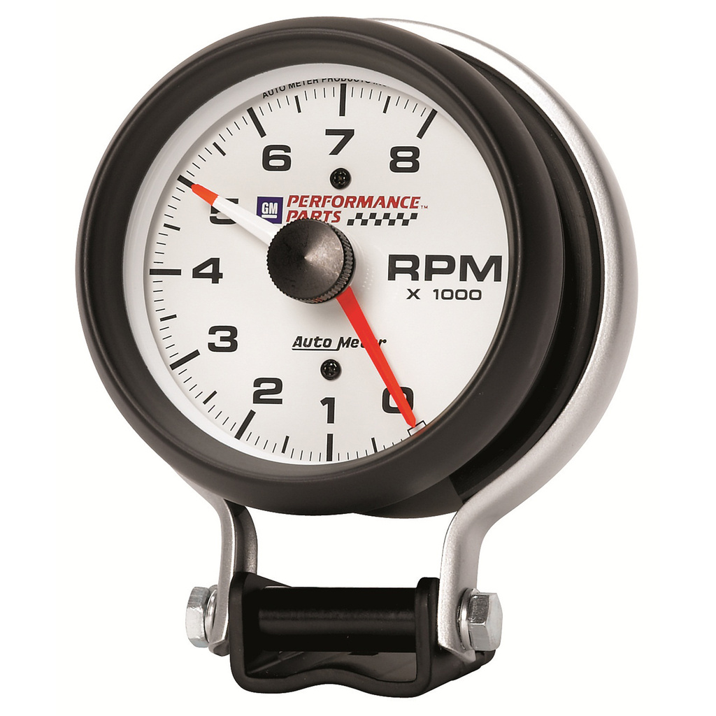 3-3/4" Pedestal Turteller, 0-8,000 Rpm, Chevy Red Bowtie, White