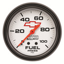 2-5/8" Drivstoff Trykk, 0-100 Psi, Chevy Red Bowtie, White