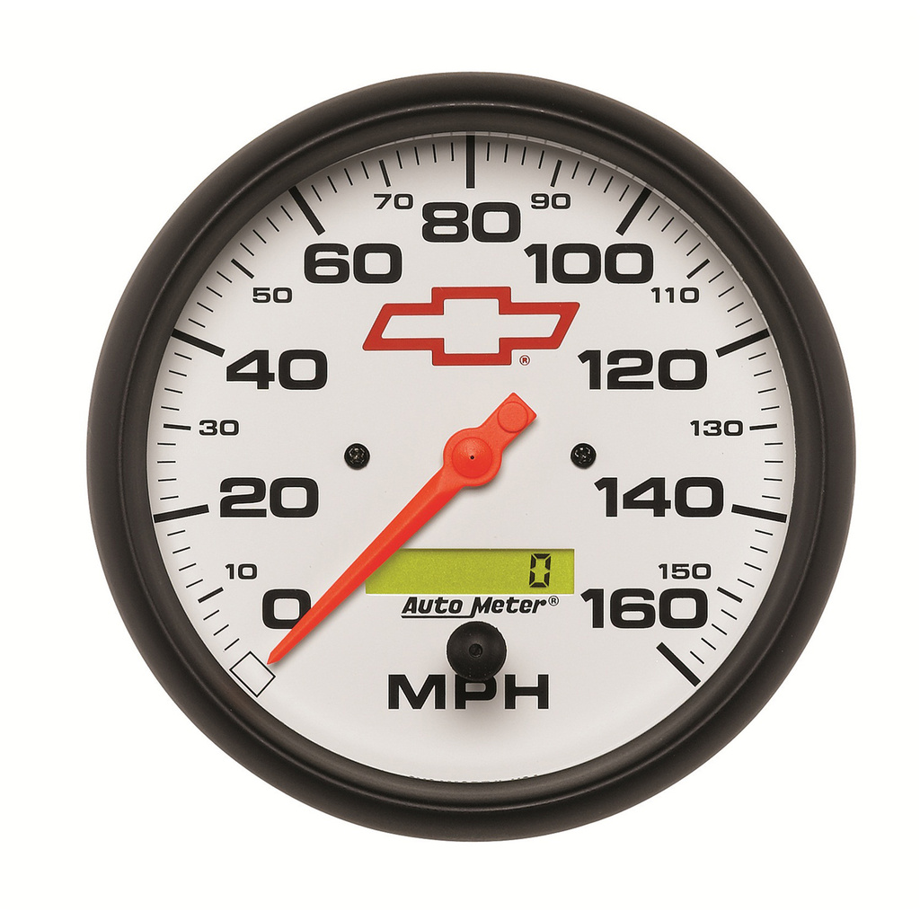 5" Hastighetsmåler, 0-160 Mph, Chevy Red Bowtie, White