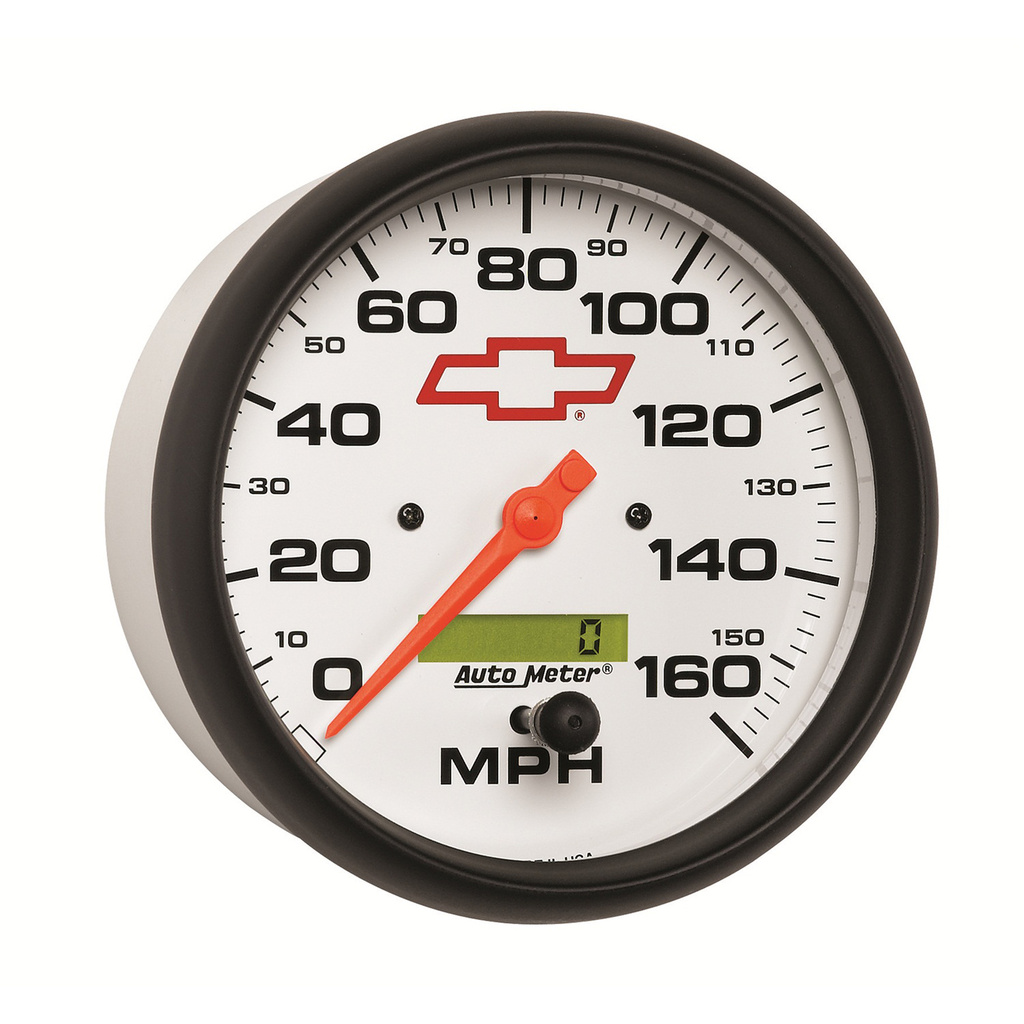 5" Hastighetsmåler, 0-160 Mph, Chevy Red Bowtie, White