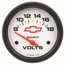 2-5/8" Voltmeter, 8-18v, Chevy Red Bowtie, White